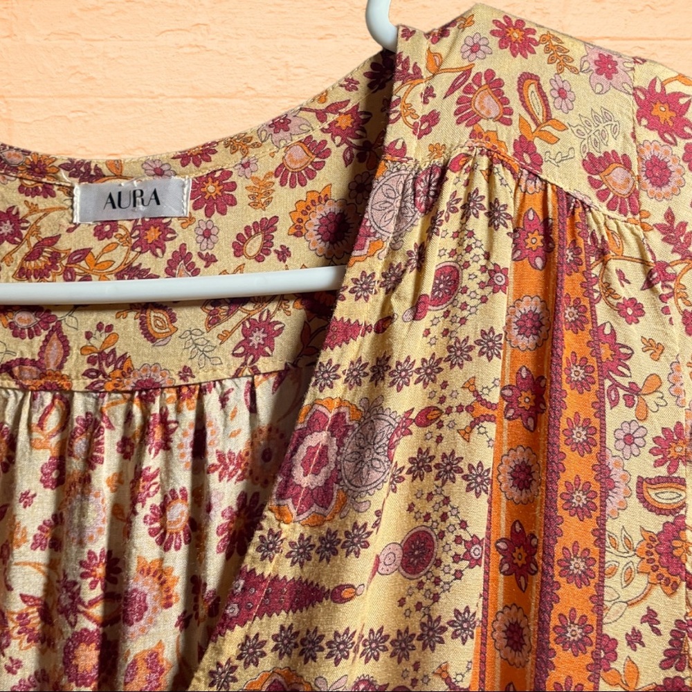 AURA | M | Amber Paisley Peasant Boho Dress EUC - Picture 10 of 16
